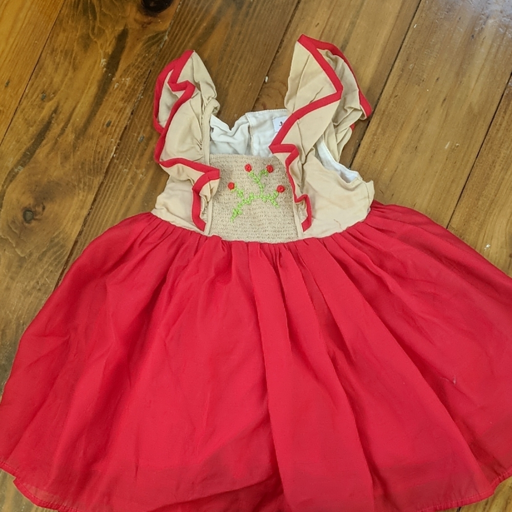 Red and tan dress
